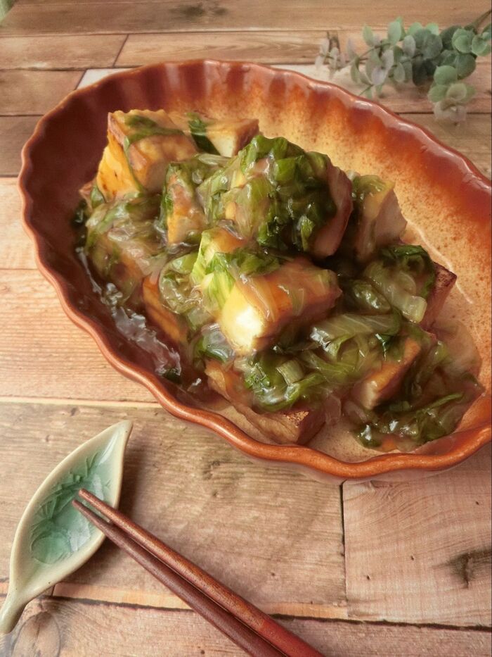 厚揚げのレタスあんかけ