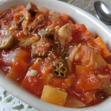 野菜でとろみづけするヘルシースープ☆ チキン入りガンボ