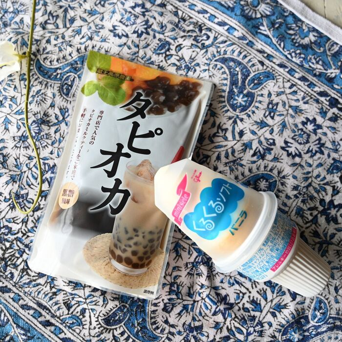 使用した、タピオカとくるくるソフトのパッケージです
