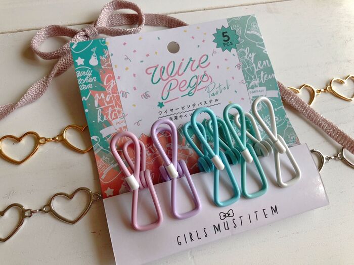 セリア♡夢かわパステルカラーのワイヤーピンチ♡