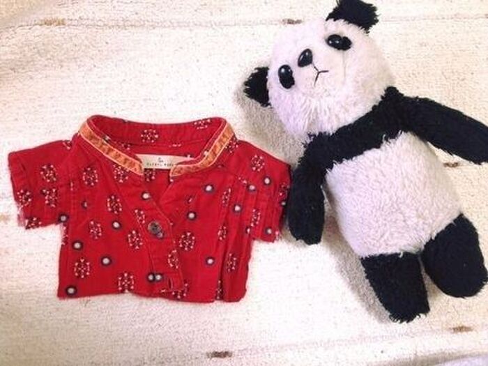 ③襟ぐりの部分で上着(パンダ)