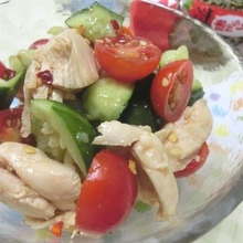 5分副菜☆ ささみときゅうりとプチトマトのピリ辛中華和え