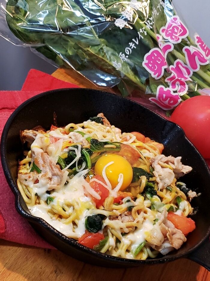 巣籠もり生卵&トマすきチーズ焼きチャンポン