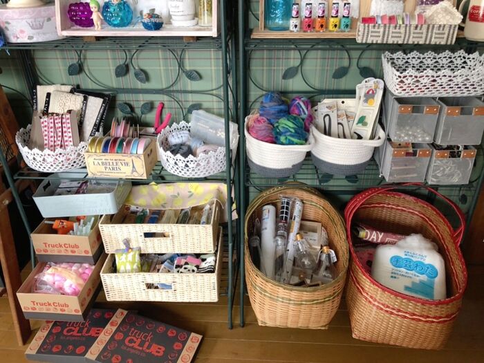 種類の違うバスケット収納♡
