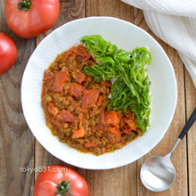 トマトカレー。ルー不要、生トマトで。フライパンで簡単!