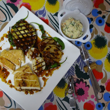 ねぎ味噌お揚げのカリっと焼きとグリル野菜たちWITH寄り添う大根カニカマサラダ