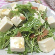 のせるだけ&かけるだけ☆ 水菜と豆腐の梅じゃこサラダ