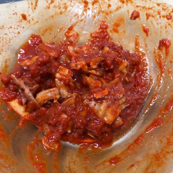 ➁粉がなくなるまで、しっかりと混ぜ合わせて!