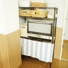 セリアで簡単!模様替えと目隠し★ストライプのカフェカーテン