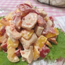 レンチンで楽々♪ 鶏むねとパプリカの梅マヨネーズ和え