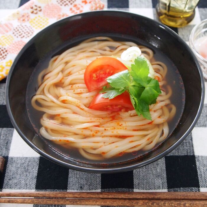 冷たいうどんレシピ「冷やし酸辣うどん」