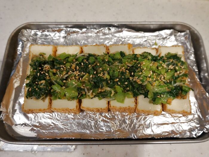 味噌ダレをのせてトースターで焼きます。