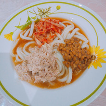 具は切らずのせるだけ超時短うどん🎵