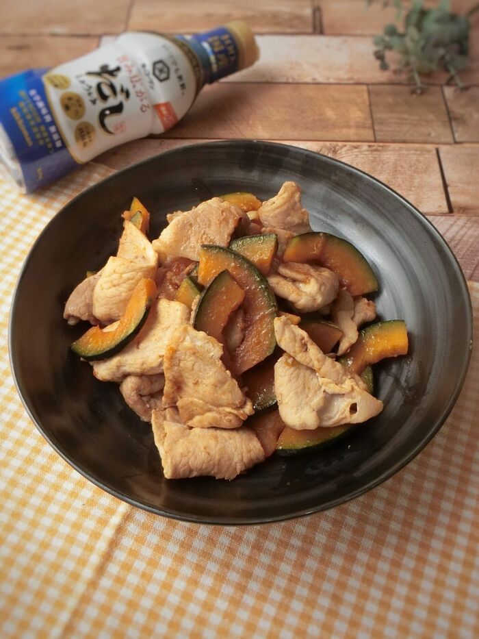 豚肉とかぼちゃのだししょうゆ炒め