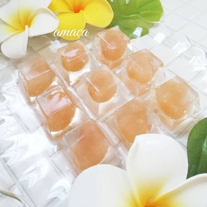製氷皿で宝石みたいなキラキラ甘納豆寒天