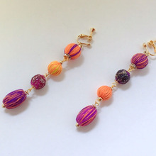 プチプラハンドメイド♡手毬風ハロウィンイヤリング