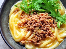 ♡簡単・時短・節約♡釜玉そぼろうどん♡【#ひき肉#簡単レシピ】