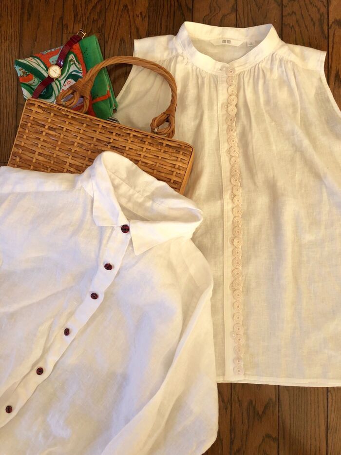 UNIQLO500円ブラウスを簡単リメイク。お出かけにも着て行きたいお気に入りに♪