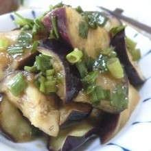 レンチン3分で無限なす♪ 八方だしで、 なすの生姜ねぎ和え