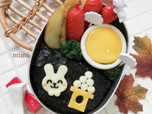 チーズのうさちゃんとお団子で簡単お月見弁当