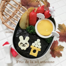 チーズのうさちゃんとお団子で簡単お月見弁当