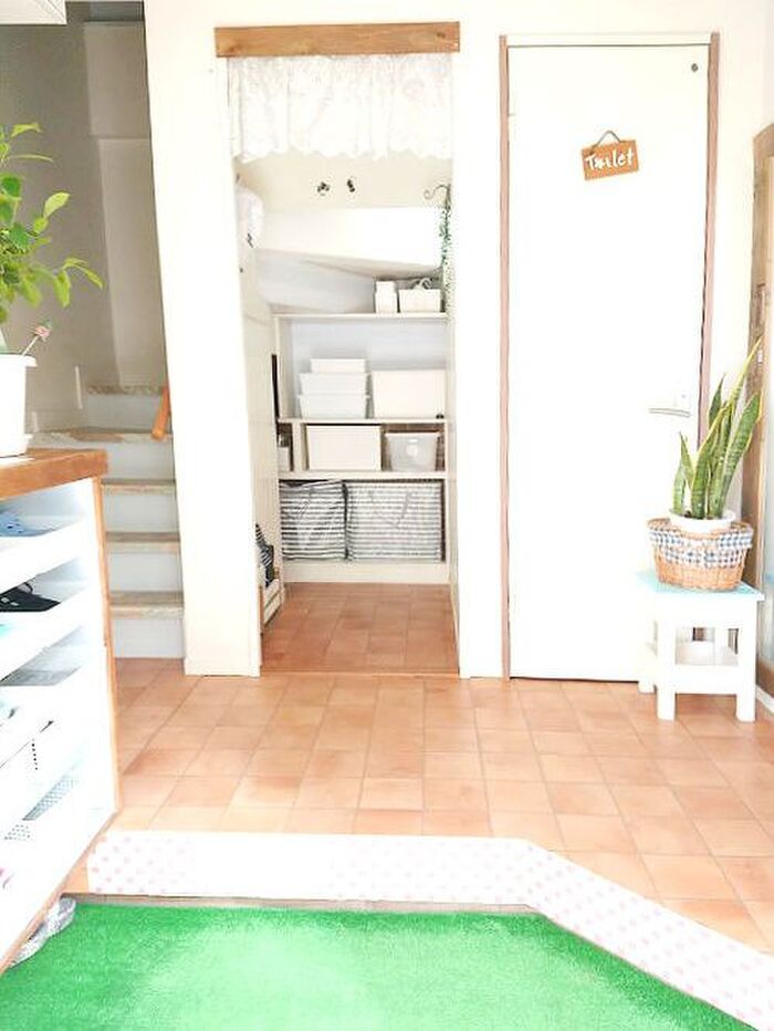 【玄関】ダイソーのクッションレンガシート&リメイクシートを撤去