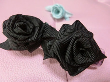 リボンでリメイク♪ 黒バラのバレッタ