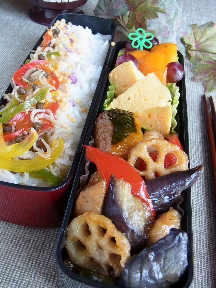 週2日から始めるお弁当🍱「秋野菜の黒酢炒め」