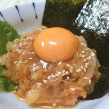 レンチン2分で美味副菜♪ とろとろ玉ねぎのユッケ風