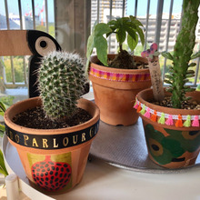 リボン活用で簡単!100均グリーンも可愛く。インテリア映えする植木鉢