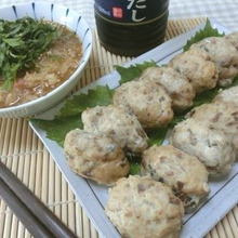 つくねはレンチン、つゆは混ぜるだけ☆ いわしのつくね おろし梅つゆで♪