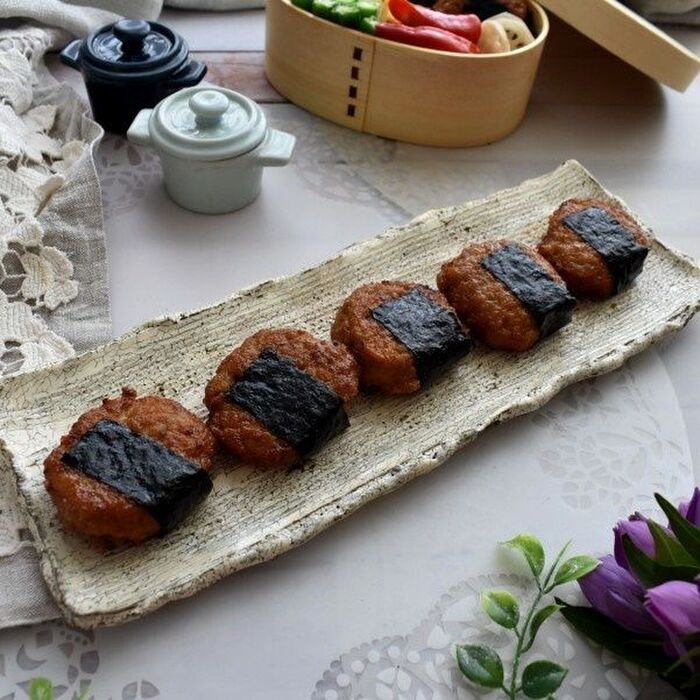お弁当にもお勧め~レンコン入りのつくね磯辺焼き風