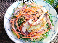 簡単激ウマ♪イカとキュウリのゆかりマヨサラダ