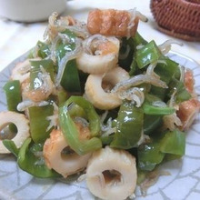 ハマる~♪ ピーマンとちくわとじゃこの梅炒め