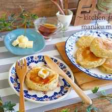 HMで簡単!ふわふわ~メレンゲバナナパンケーキ(メープルバター♪)