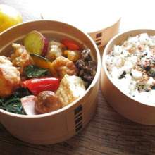 朝は、揚げるだけ!な、から揚げと野菜入り♡秋の味覚たっぷりから揚げ弁当♪