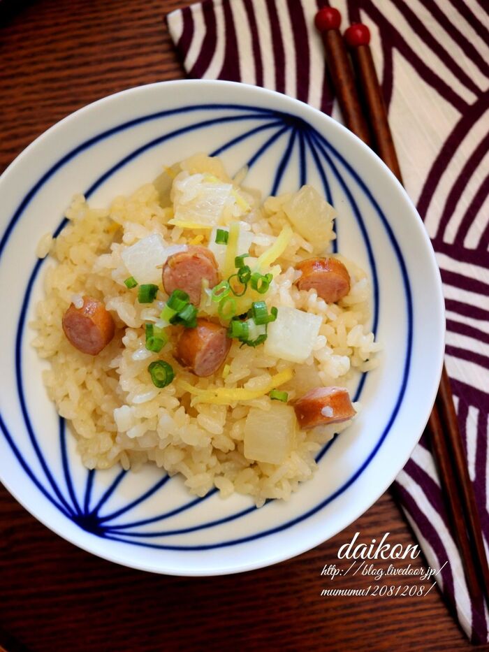 コロコロ大根とウインナーの炊き込みご飯。