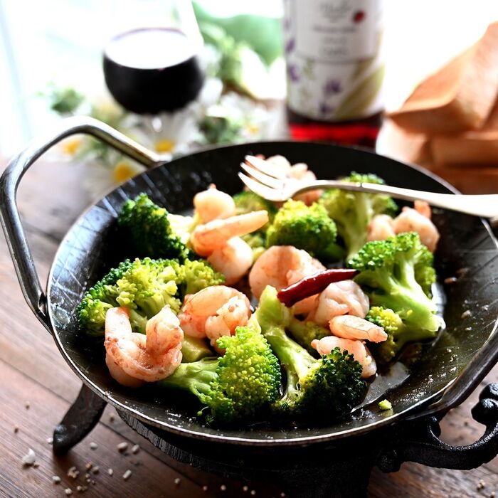 【定番野菜】ブロッコリーとエビの和だしアヒージョ💛普段食材をワインバル店メニューにする方法