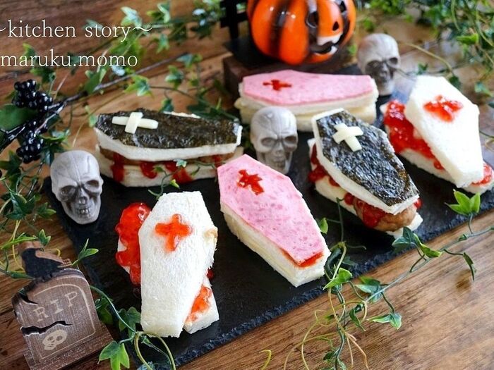 簡単サンドイッチを~ハロウィンデコサンドにしました♪