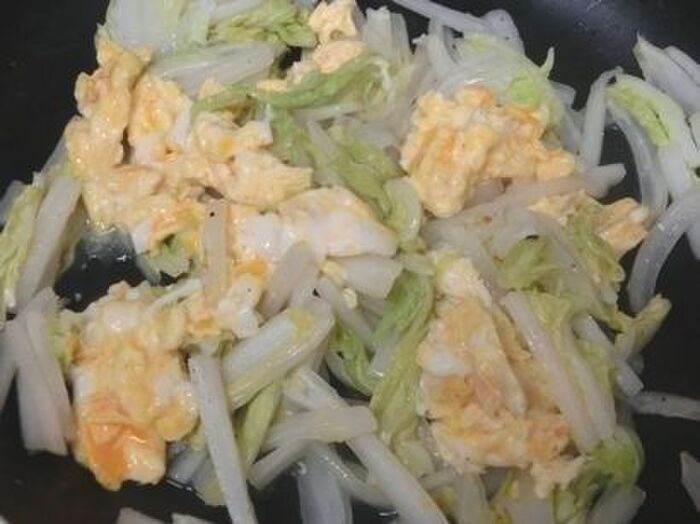 4.たまごを戻して合わせる