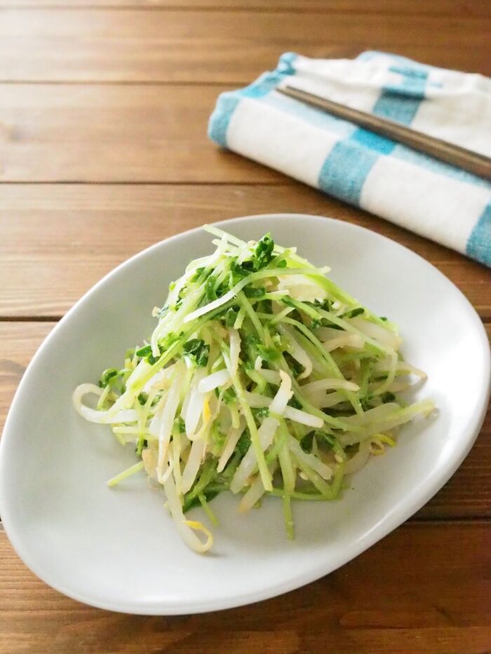 5分で完成!豆苗とモヤシのナムル
