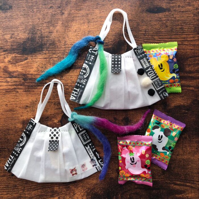 マスクで簡単♡かわいい〜お菓子のミニバッグ♡