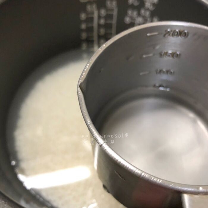 ⑤50mlの水を減らしてから、調味液を!