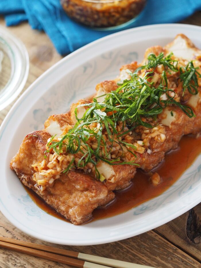 秘伝だれで絶品!油淋厚揚げ【ヘルシー・節約・時短・簡単】