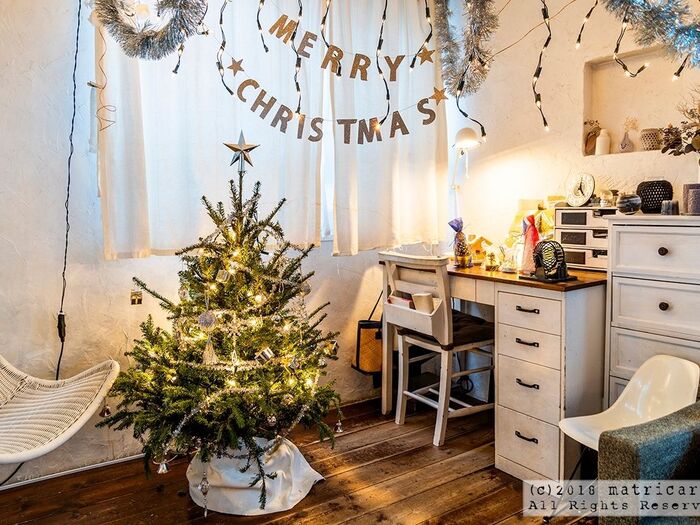 生木を飾ると、クリスマスシーズンがホンットにキラキラします☆