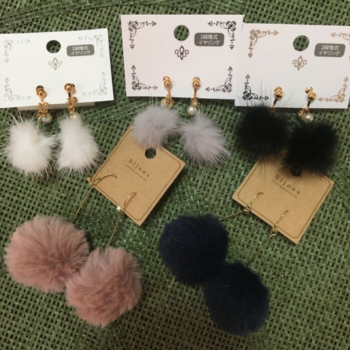 可愛い♡安い⤴︎フェイクファーのピアス&イヤリングは使い方2通り