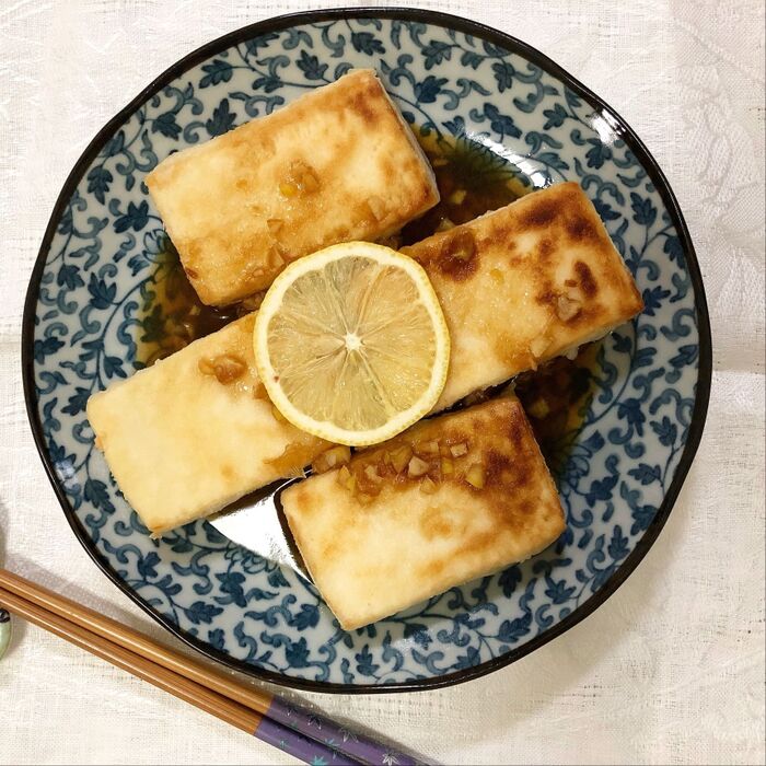 お豆腐のムニエル♪レモン餡かけ