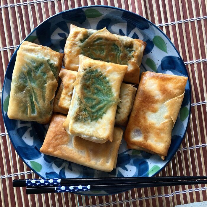 木綿豆腐の梅紫蘇春巻き