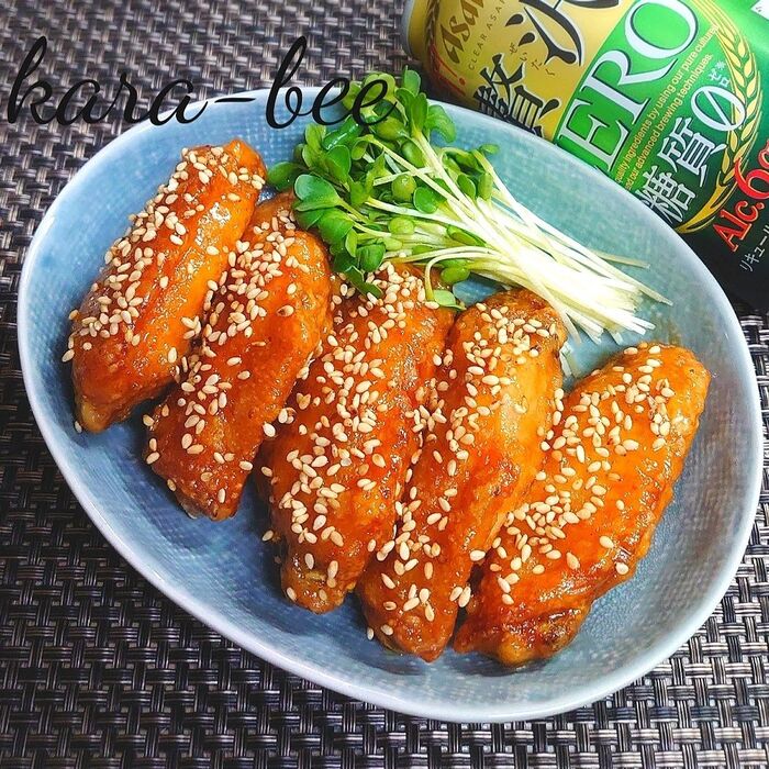 めちゃウマ♪ビールが進む!揚げ手羽先の焼肉のたれマヨ絡め