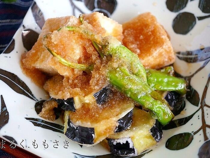 じゅんわり~お出汁がしみる♪揚げ出しナスと厚揚げのおろし和え